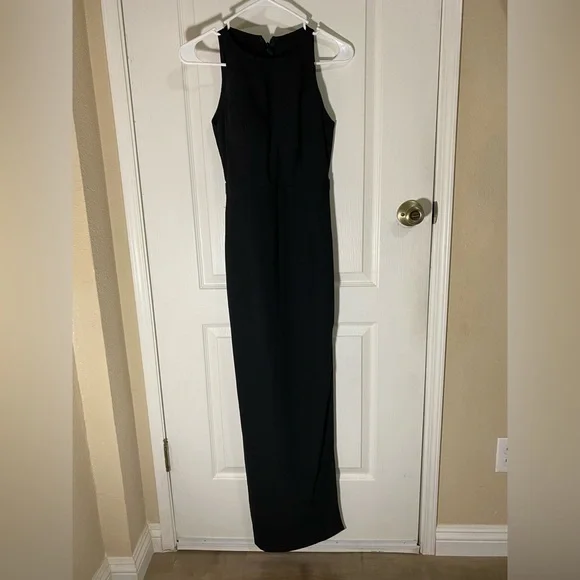 black dress with split leg Black Front Split Leg Maxi Dress